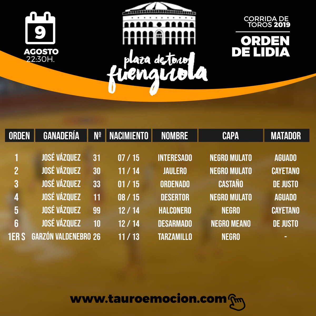 Sorteo de los toros de José Vázquez