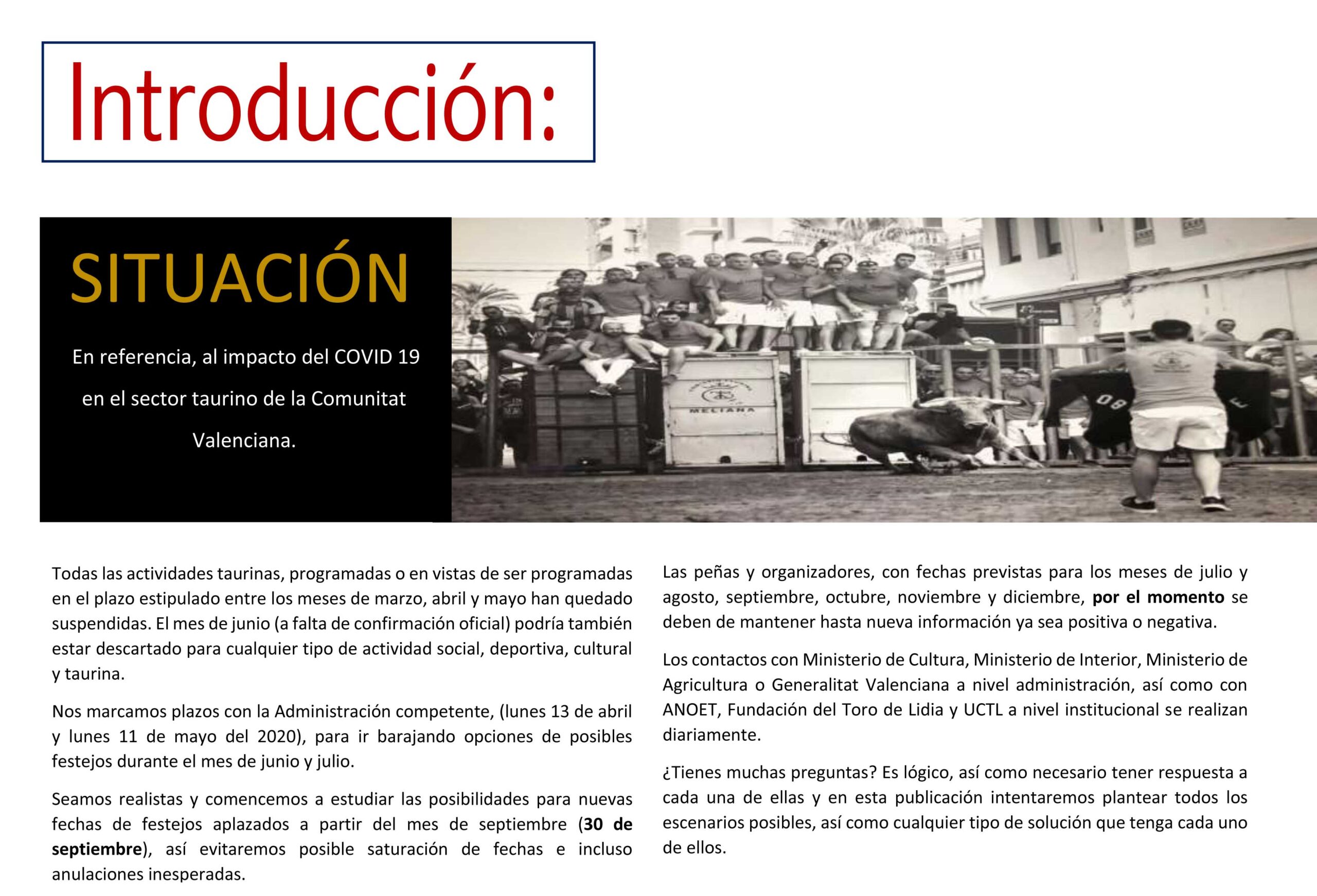 Análisis bous al carrer. Covid-19