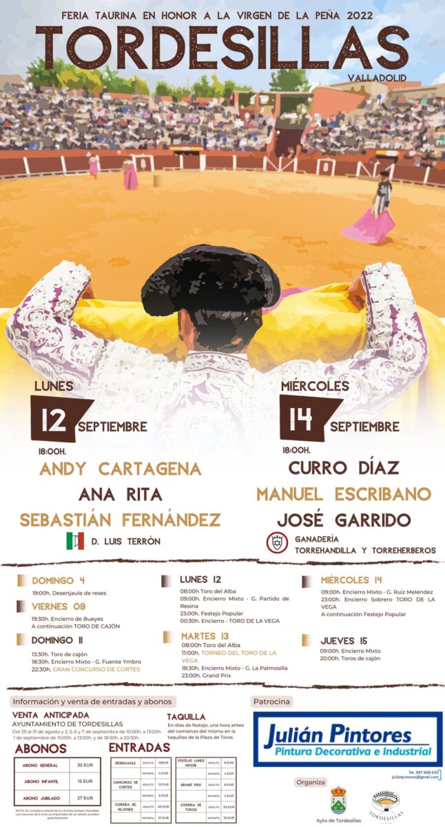 Tordesillas programa una corrida de toros y una de rejones para septiembre