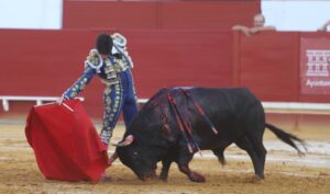 Esaú Fernández, el pasado domingo en Utrera, con el bravo Embriagado de Fuente Ymbro.