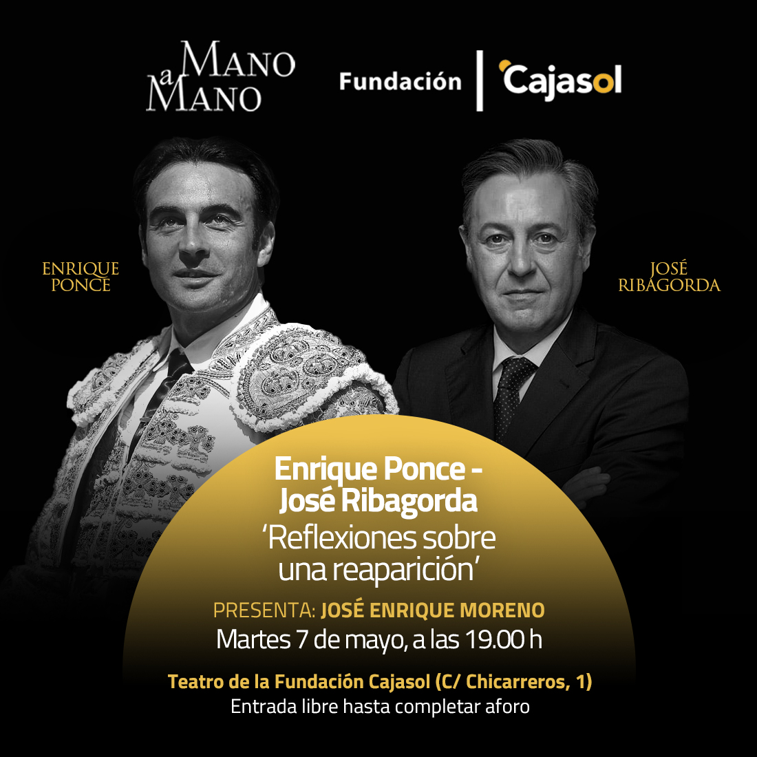 Enrique Ponce y José Ribagorda, juntos en los mano a mano de la Fundación Cajasol