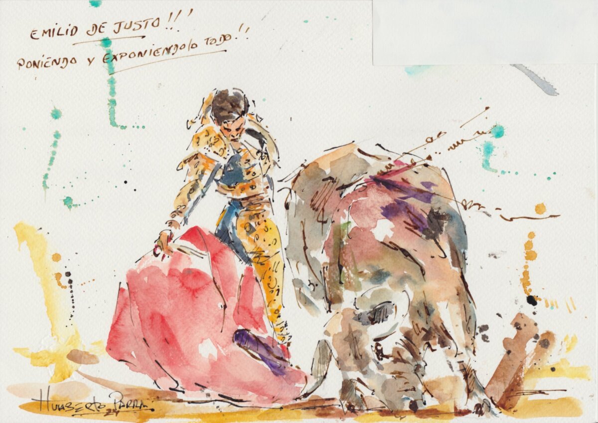 La zurda de Emilio de Justo y la dimensión de Ginés Marín, en los pinceles de Humberto Parra