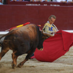 Lalo de María doblándose en Las Ventas. Foto: Javier Arroyo.
