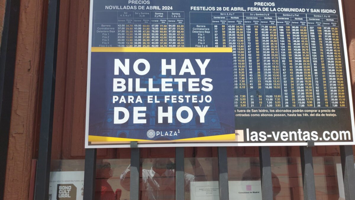 Tercer cartel de "No hay billetes" de la Feria de San Isidro