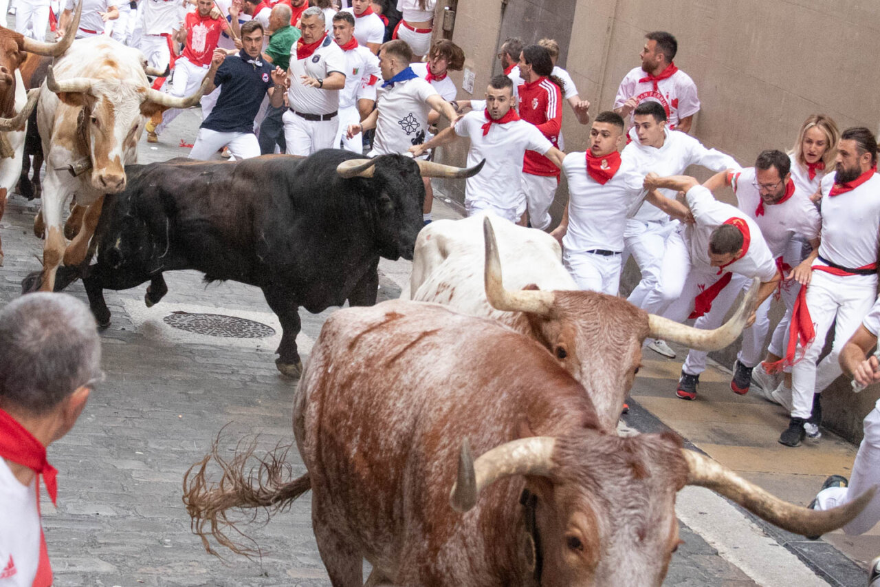 La nobleza de La Palmosilla y el capotillo de San Fermín obran un milagro en el primer encierro