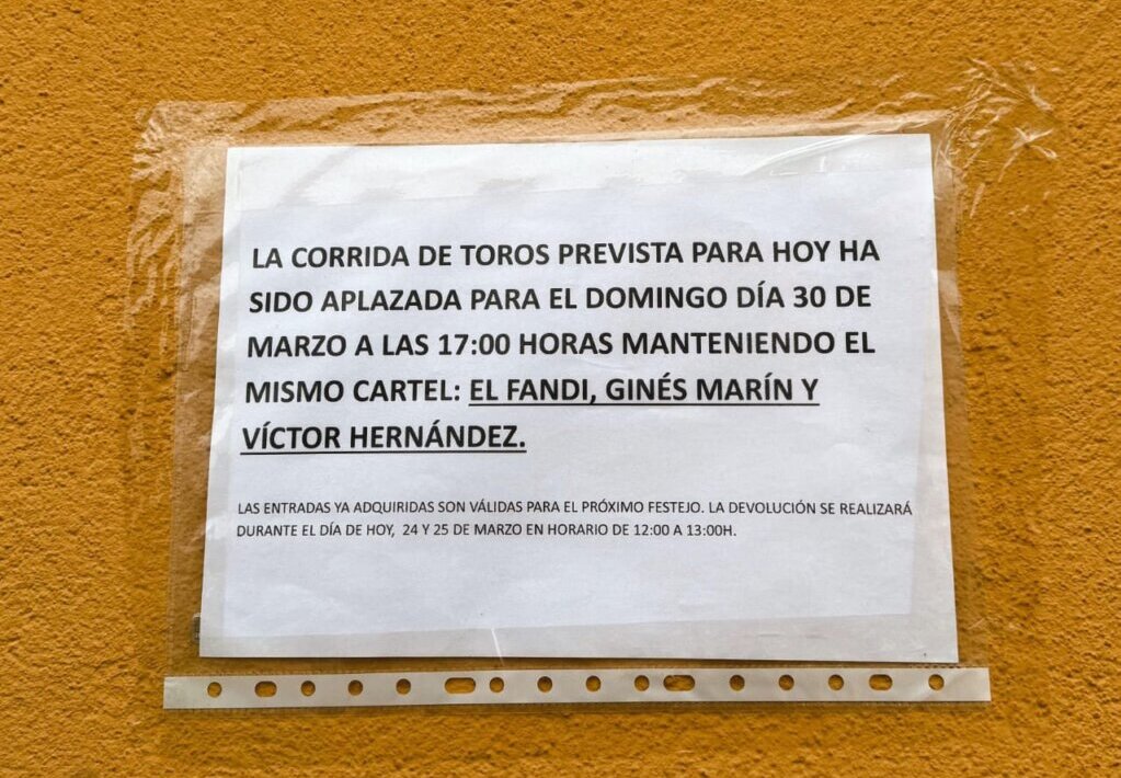 Aplazada por la lluvia la corrida de toros de El Casar