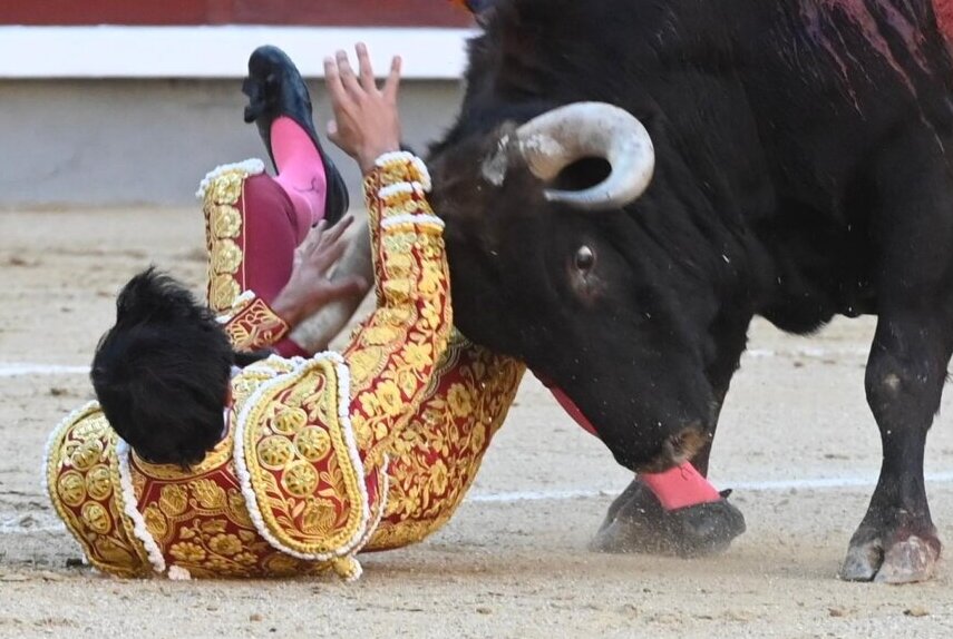 Dos cornadas a Juan de Castilla: una en cresta iliaca de 15 y 5 cm, y otra que desgarra el pene