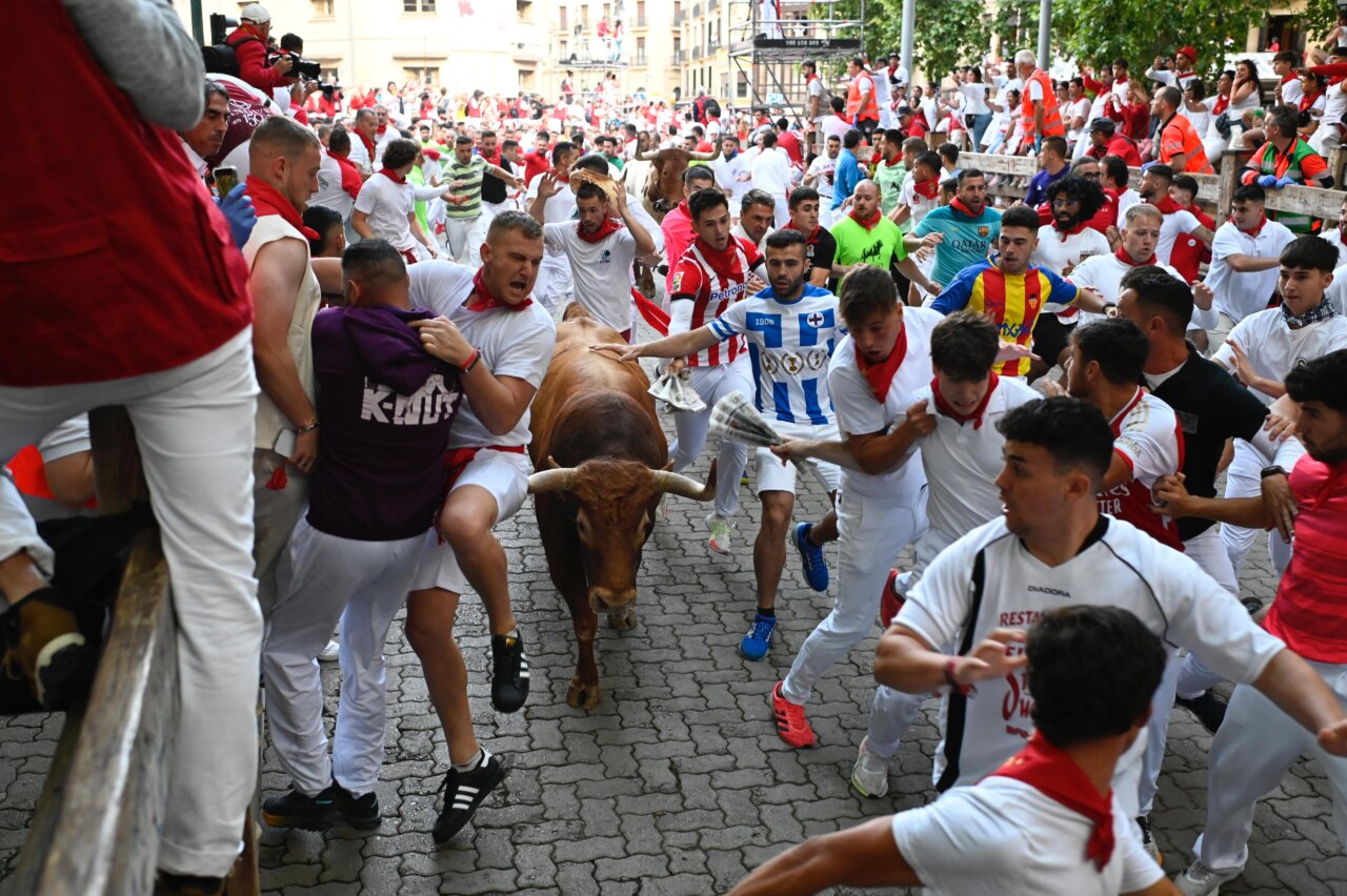 Jandilla vuela en las calles de Pamplona en un encierro frenético
