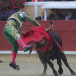 Momento del percance de Ferrera en Bayona. Foto: Phillippe Gil Mir