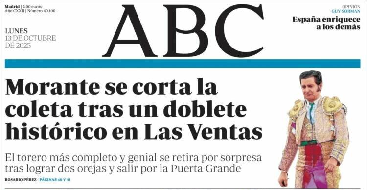 El adiós de Morante, en las portadas de los periódicos y los informativos