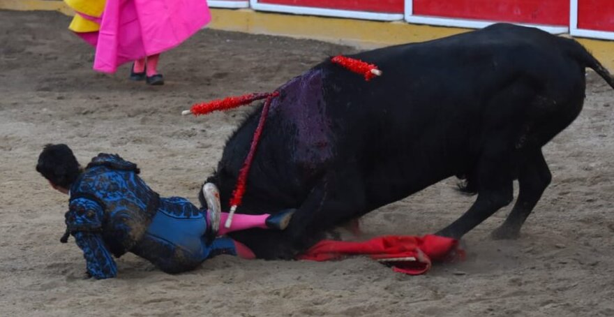 Triunfo de Javier Antón y cornada en el muslo a Francisco Javier Expósito, trasladado al hospital de Tudela