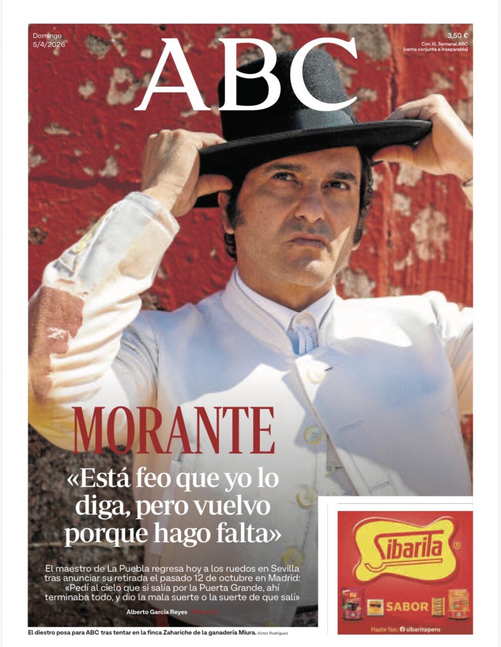 Morante: "Está feo que yo lo diga, pero vuelvo porque hago falta"