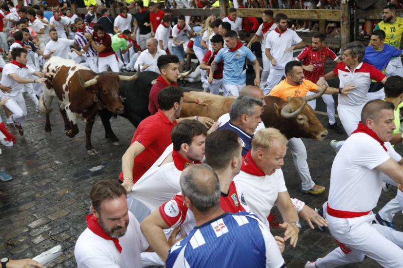 Nobleza de La Palmosilla en un encierro masificado en Pamplona