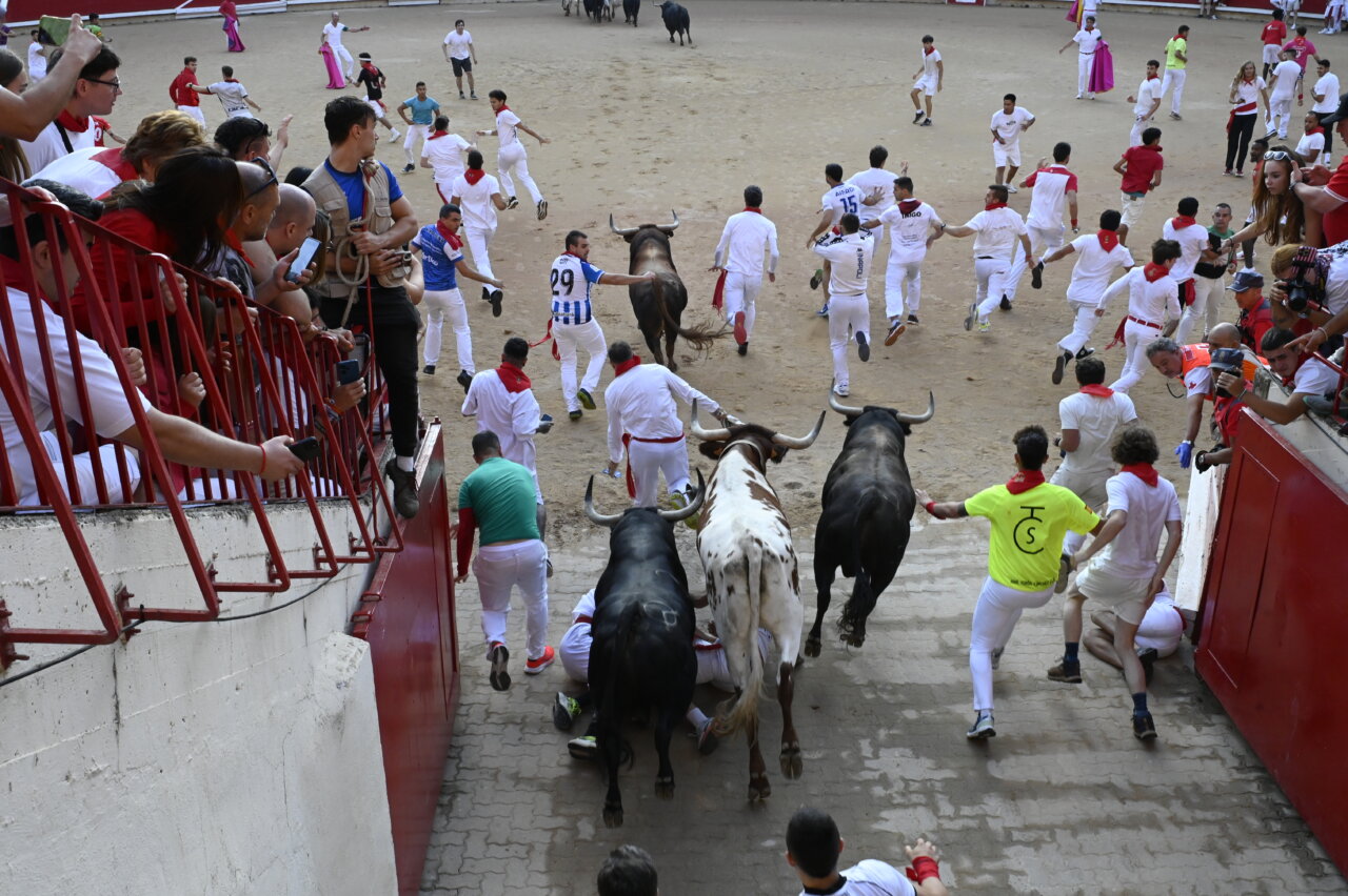 Vertiginoso encierro de Jandilla para cerrar San Fermín