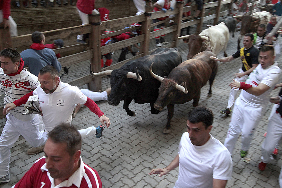El Encierro llegando a la plaza de toros. Foto: Ayuntamiento de Pamplona